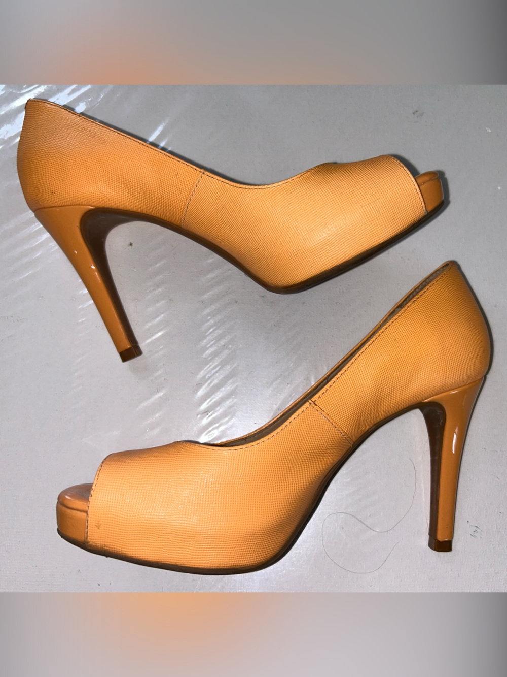 ANTONIO MELANI Peach Orange Peep-Toe Heels